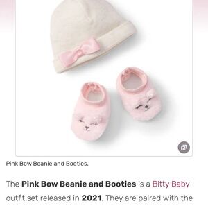 New Bitty Baby Doll Hat and Booties Set